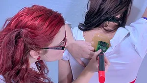 Naughty chicks drop their clothes to have fun with sex toys