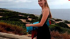 German teen get anal creampie at the beach