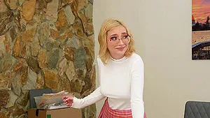 Blonde wife Prim Taylor with glasses gets fucked hard in doggy