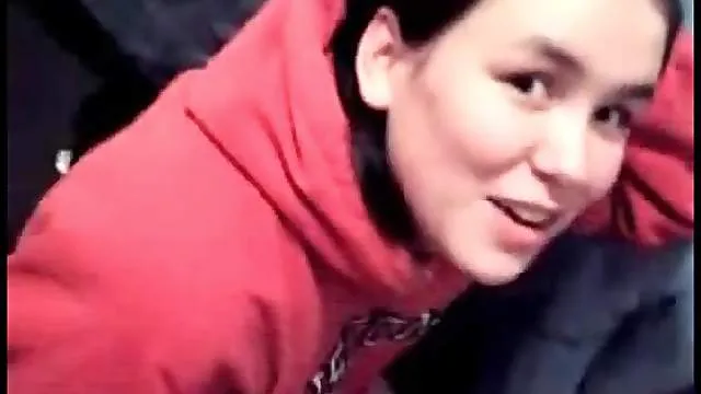 Amateur in sweatshirt takes a facial