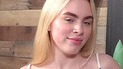 Skinny solo chick Lil Eva drops her dress to pleasure her cravings