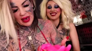 Luna Luxxx helps Evilyn Ink test out her new toy