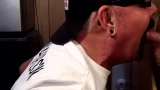 Real DILF opens mouth for gloryhole BJ