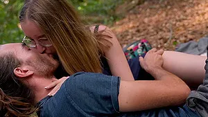 Outdoors fucking in the woods with clothed hottie Trixie Fox