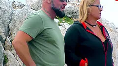 German chubby blonde housewife outdoor