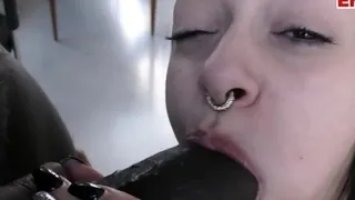 Facial cumshot from two men for young whore