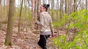 German amateur teen outdoor POV Sex in forest with skinny slut