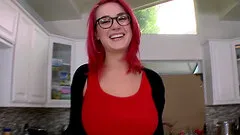 Redhead Siri loves jerking a dick with her boobs more than anything