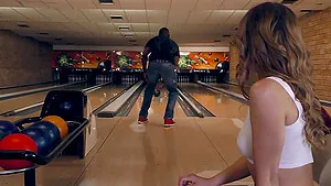 Amazing interracial foursome while bowling - Anina and Diya Dior