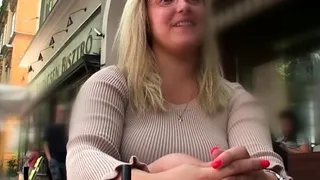 Milf blonde Puma Swede blows big hard cock outdoor