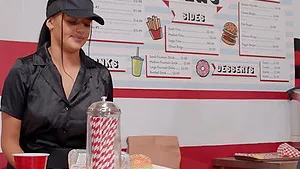 Cock hungry sluts Tori Cummings and Emily Woods moan during a 3-way