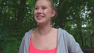 POV outdoors video of big butt stranger Casey who loves doggy