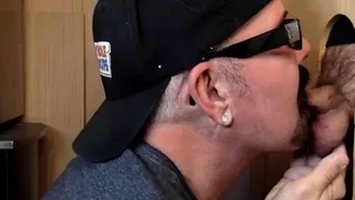 Real gloryhole DILF sucks and jerks