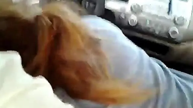 He drives as slut sucks his dick in the car
