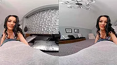 Busty chick Honey Demon gives a titjob and rides in VR porn video