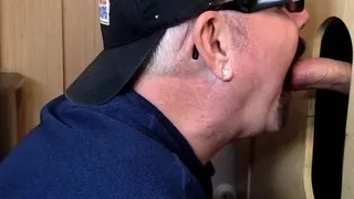 Cocksucking gloryhole DILF wakes up cock