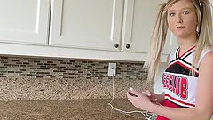 Naughty blonde cheerleader April Aniston gets fucked hard