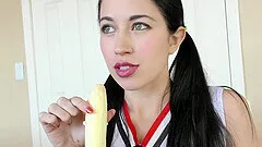 Provocative cheerleader Alex Coal enjoys riding a large dick