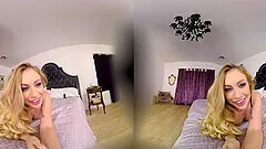 Homemade VR porn video of a trimmed pussy blondie riding in cowgirl