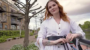 Pale redhead babe Summer of 60 Nine shows tattoos and gets fucked