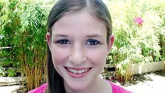 Brunette cutie Lara Brookes loves jerking a dick with her tits