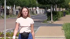 Outdoors fucking with a small tits hottie who loves sticky cum