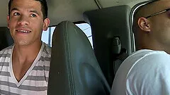 Horny Summer Blue sharing a big dick in the car with Jordi Jae
