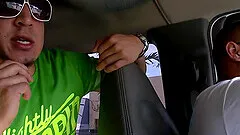 Redhead hottie Aurora Raven shows off her hot body in the car