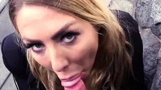 Real public tattooed MILF suck outdoor