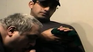 Retro spex straight tugging himself