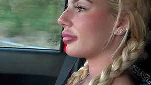 Bella Rose moans while getting fingered in the car - POV