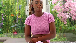 Interracial fucking during casting makes natural tits ebony Amazonia cum