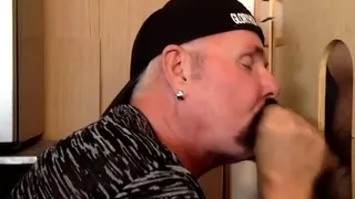 Cum swallow real DILF sucks gloryhole BF