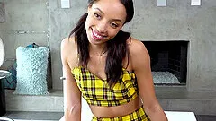 Homemade video of pretty Alexis Tae sucking a large dick in POV