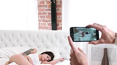 Skinny hottie Emma Brown sucks his dick and gets fucked good