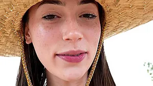 Small tits cutie drops her thong to pose and ride a stiff dick