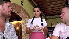 Two dudes team up to pleasure cravings of slutty waitress Apolonia