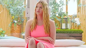 Sweet girl Marie takes off her pink dress and has interracial sex in POV