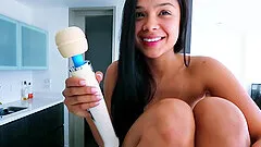 Horny girlfriend Emma plays with a vibrator and gets fucked