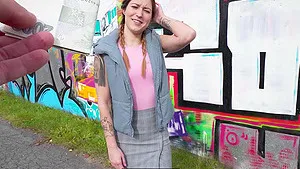 Hardcore fucking outdoors with small tits stranger Mina K. HD