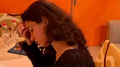 Sweet brunette girl loves playing with a friend's stiff cock