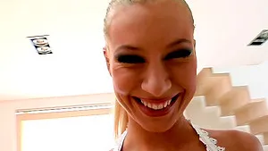 Blonde babe Angelina Cole gets her butt fucked in a threesome