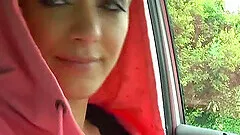 Blonde hottie Mai Bailey playing with her wet pussy in the car