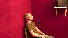 Blonde dude loves sucking a dick in the gloryhole more than anything
