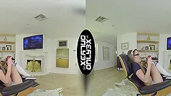 Horny babe Kimmy Granger strips down and shows her pussy in VR