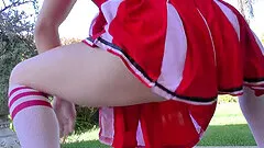 Naughty cheerleader Daisy Lynne spreads her legs to ride a fat dick