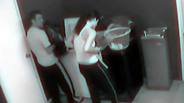 Laundry room fuck caught on security camera