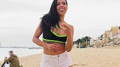 Amazing outdoors fucking ends with a facial for pretty Canela Skin