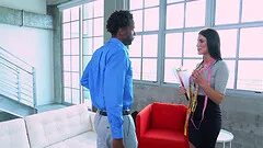 Interracial fucking with busty brunette pornstar August Ames