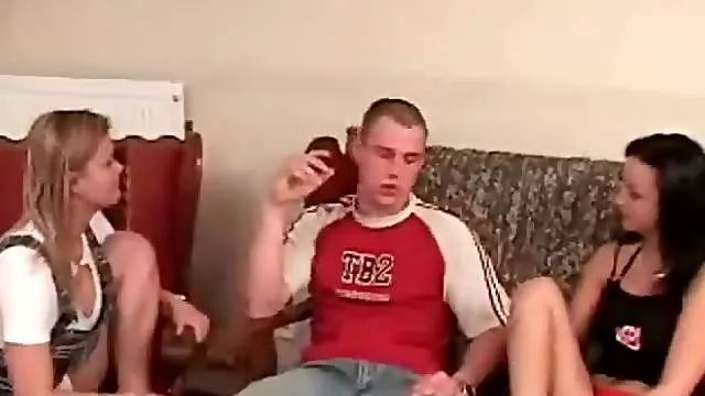 Kinky duo enjoy giving their man a good spanking